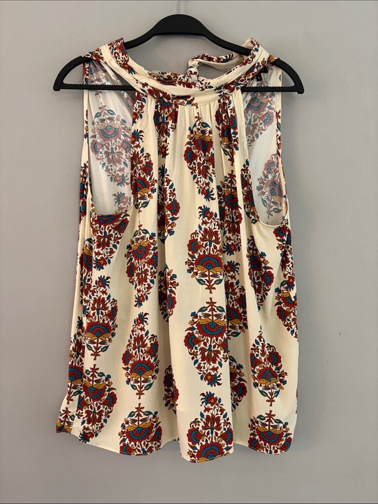1. State Tops - 1. State Cream Floral-Print Sleeveless Halter Blouse
